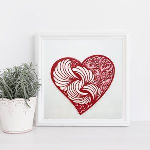 3D Layered Mandala Red heart Home Décor